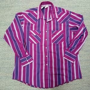Western Frontier Pearl Snap XL Striped Cowboy Rockabilly Long Sleeve Shirt